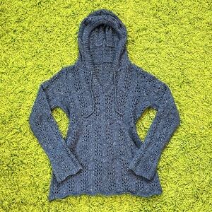 vintage pointelle knitted hooded sweatshirt